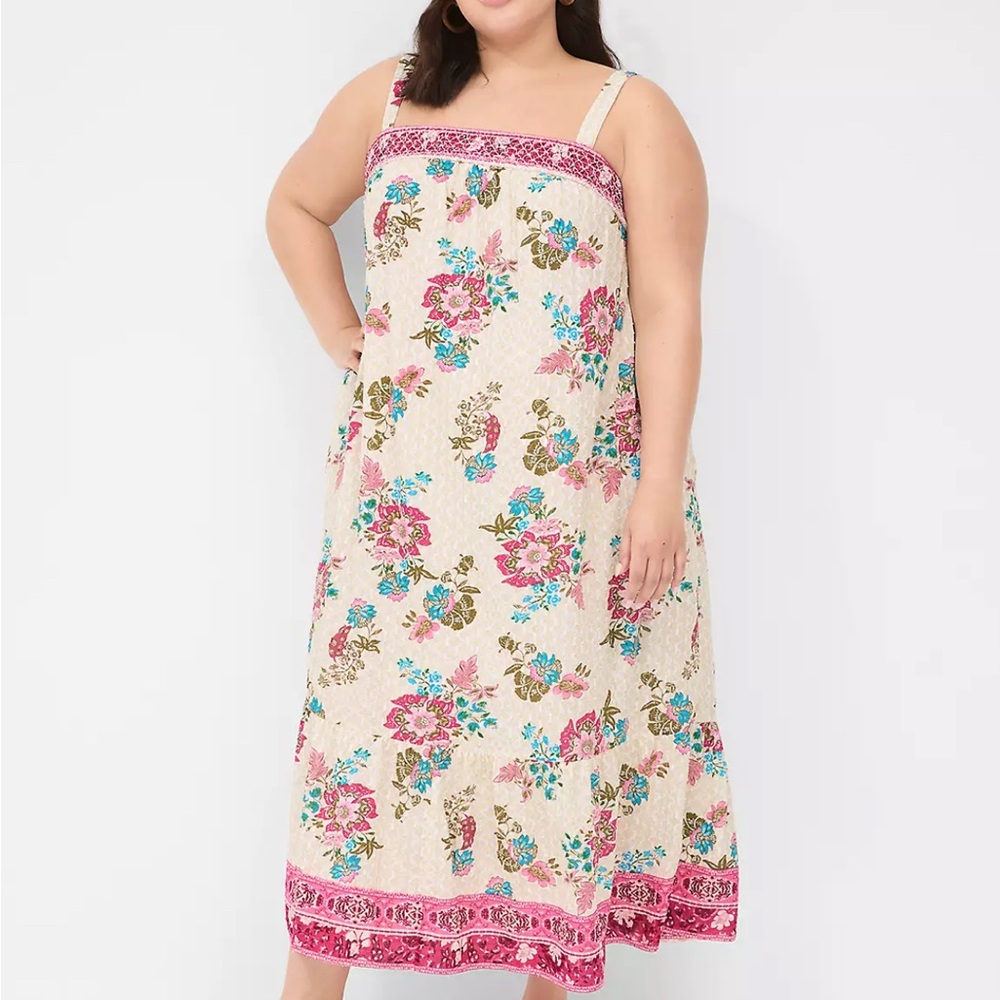 Lane Bryant Smocked Square-Neck Maxi Dress Sz 14/16